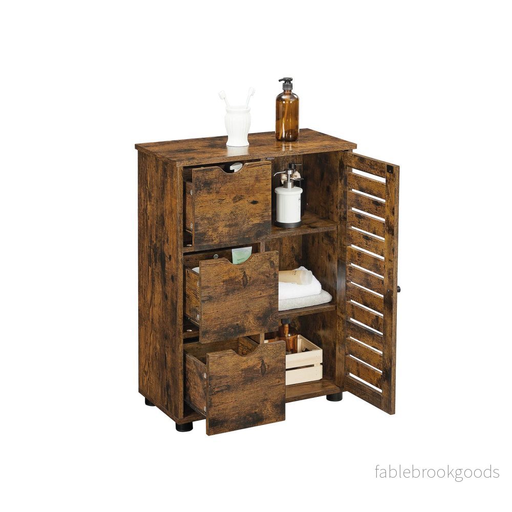 Badrumsmöbler – Förvaringsskåp med 3 lådor – Vintage brun - Bild 2