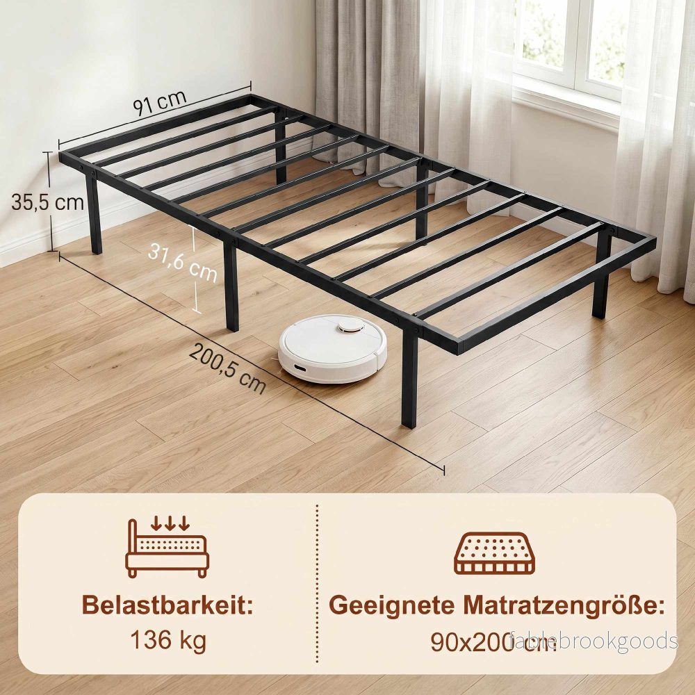 Sängram i metall 90x200 cm, förvaring under sängen, svart - Bild 3