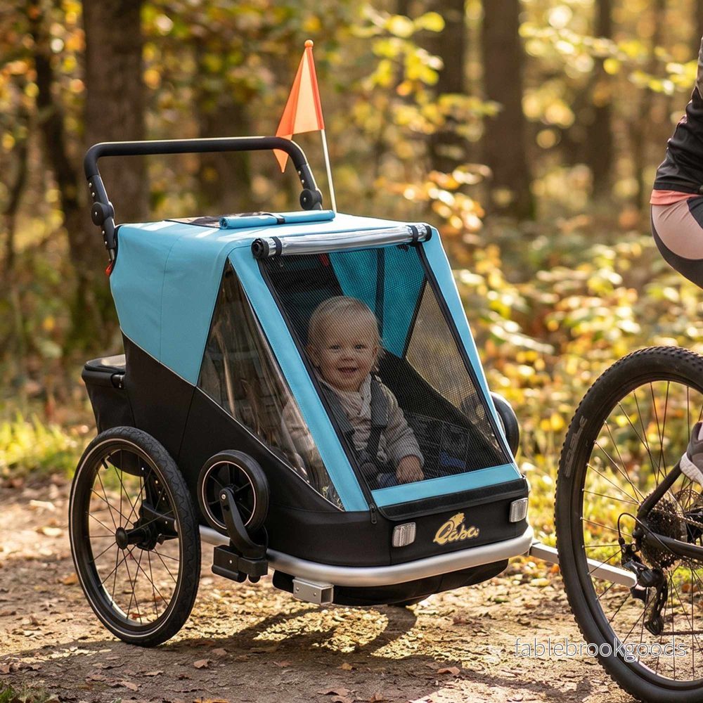 2-i-1 cykelvagn för barn, 2-sits, blå - Bild 2