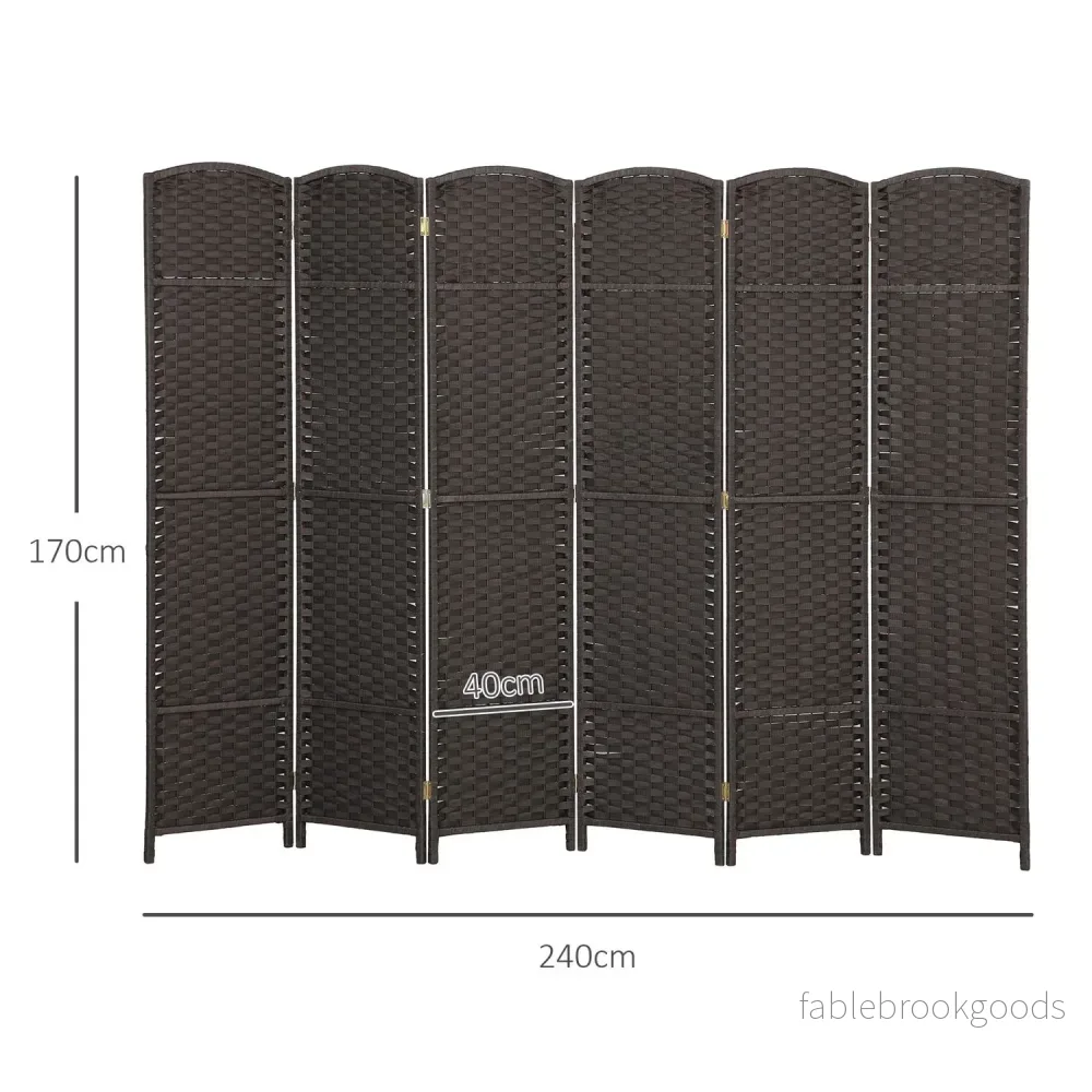 6-panels fällbar rumsavdelare, brun, polypropen - Bild 3