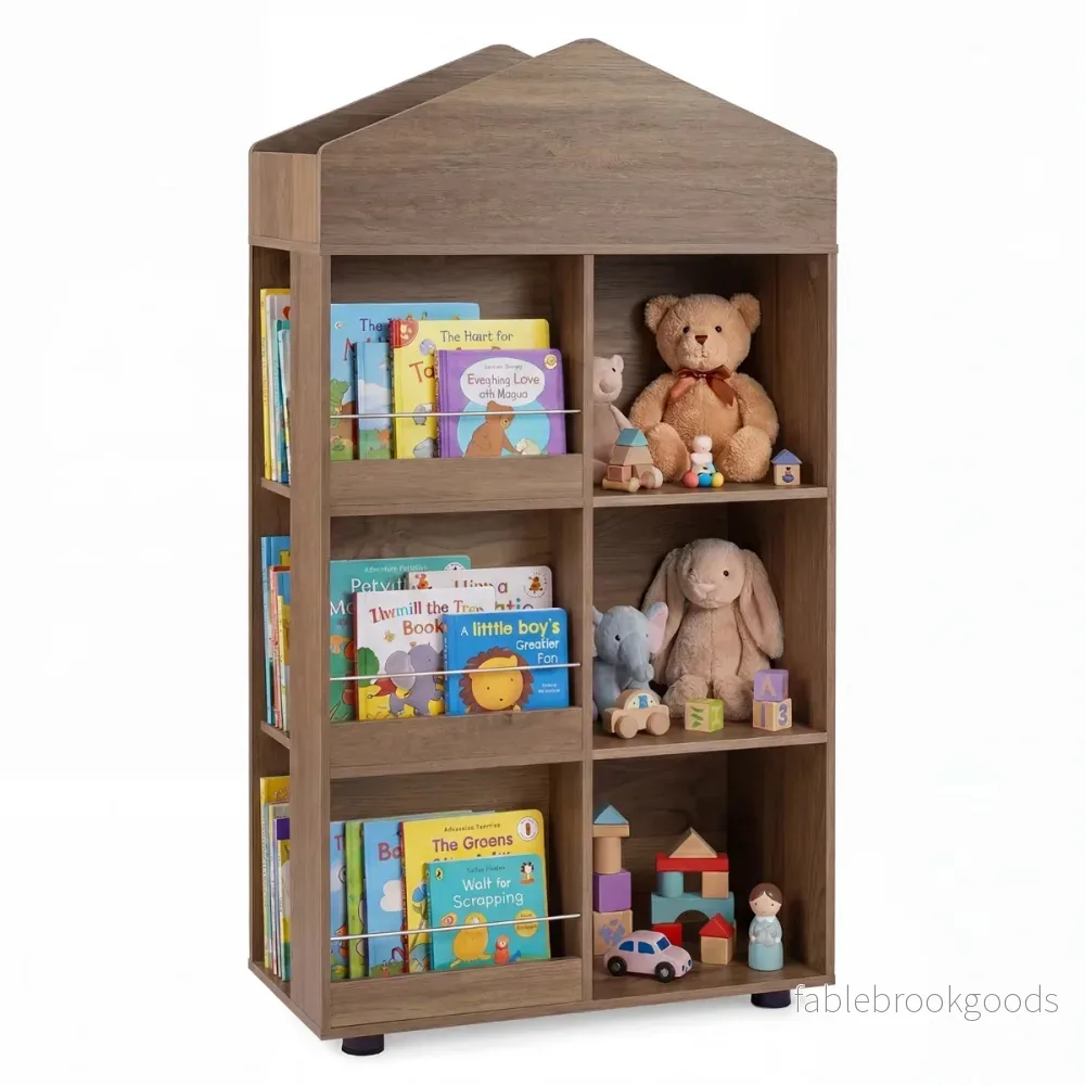 Montessori – barnhylla bokhylla trä och leksaksförvaring – 116 cm – Natur