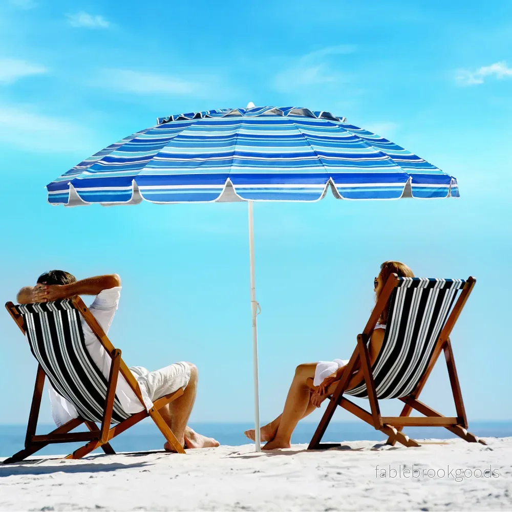 Strandparasoll – utomhusparasoll fällbart uteplatsparasoll i aluminium mörkblått – 243 cm – Mörkblå