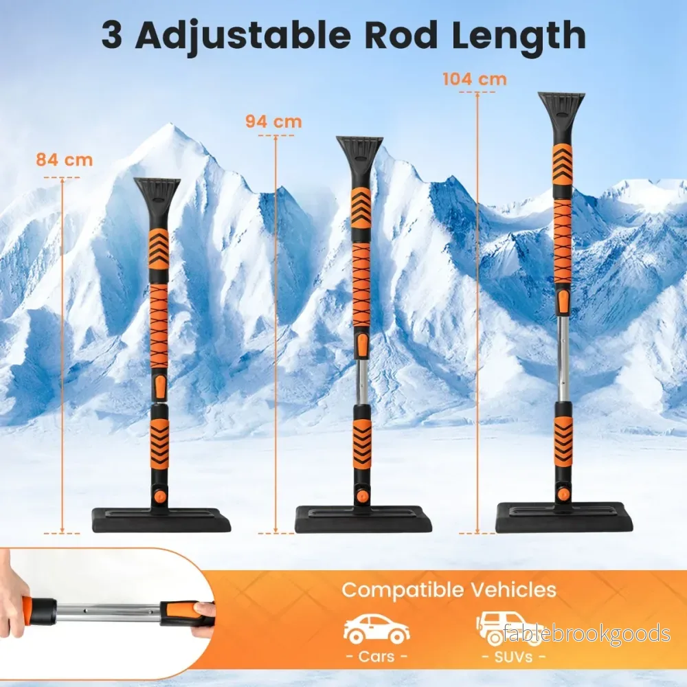 i – isskrapa för bilen med borste, 180° vridbart huvud och stegs justerbar stång – 2 1 3 – Orange - Bild 2
