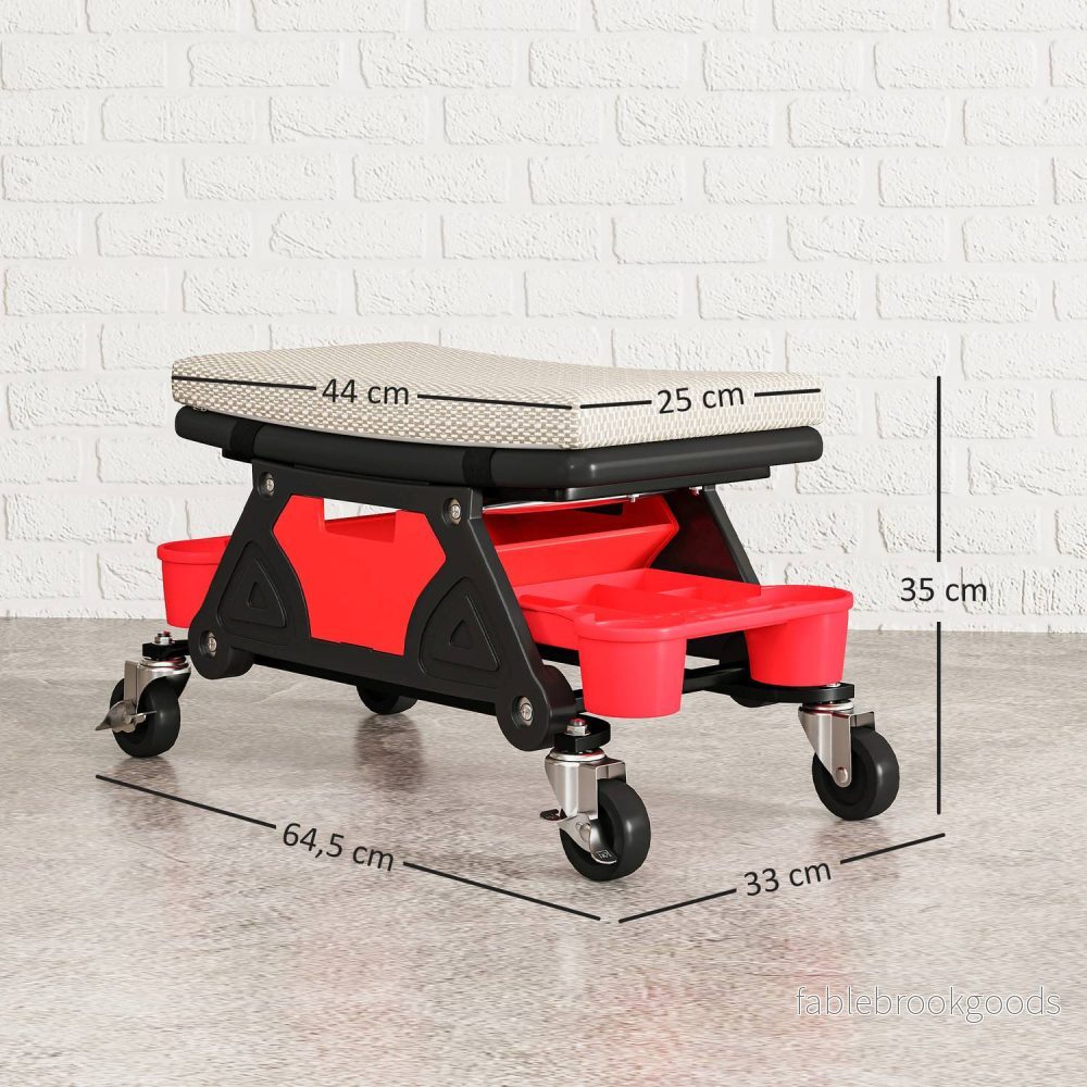 Verkstadspall med hjul, förvaringsyta 35 cm hög, rullpall, lastkapacitet upp till 135 kg, grå - Bild 3