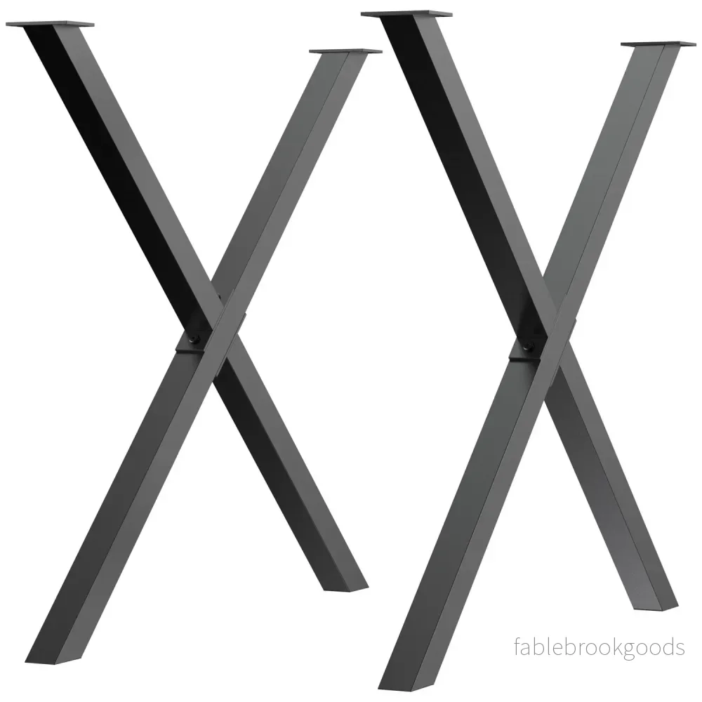 Black Steel X-Shape bordsben, set om 2, 72Cm Black Steel X-Shape bordsben, set om 2, 72Cm