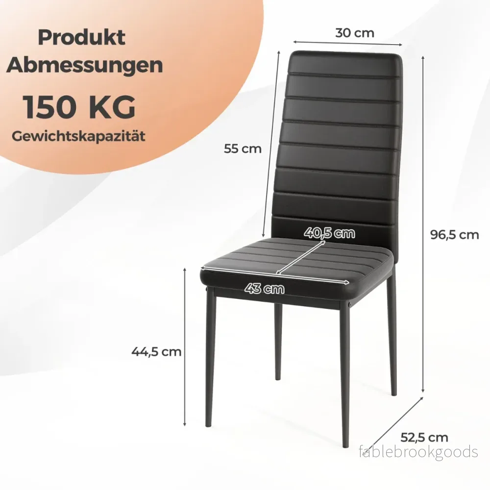 pack – stoppade matsalsstolar med ryggstöd, armfria köksstolar, läderstolar – 4 – Svart - Bild 2