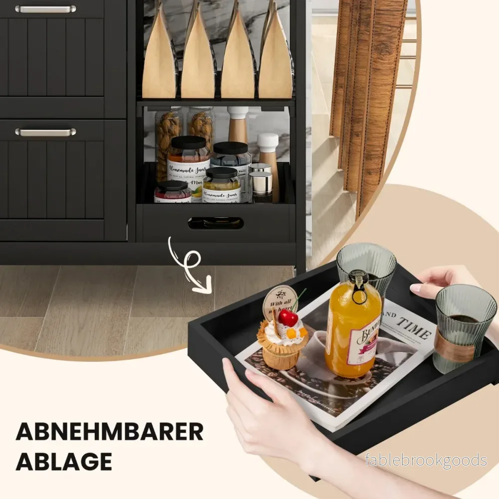 Multifunktionsvagn – köksö på hjul med förvaringsutrymme – 67 x 37 x 84 cm – Svart - Bild 3