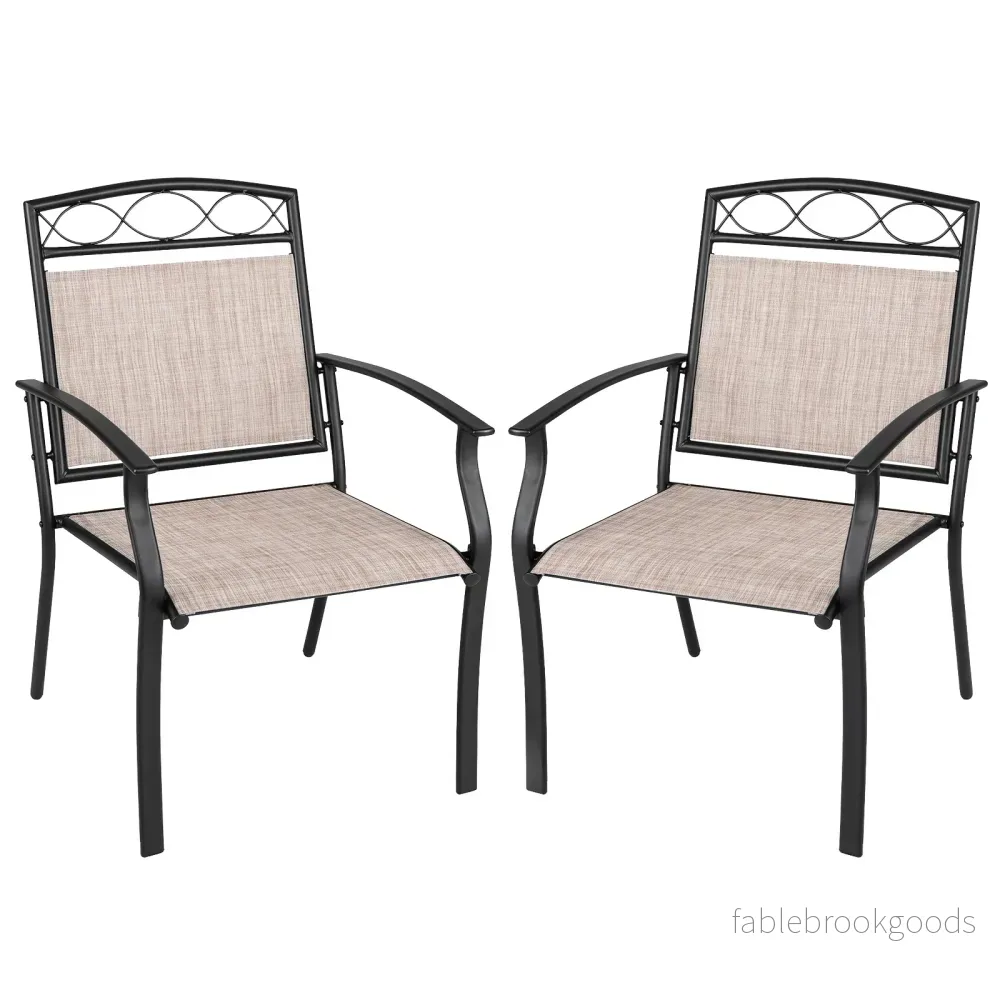 2‑pack – trädgårdsstolar, väderbeständiga terrassstolar av andningsbart tyg med bred sittyta