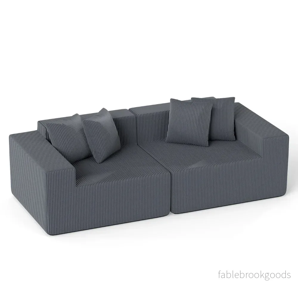 sitssoffa – Boneless med djup sittplats och ryggstöd, bekväma armstöd – 2 204 cm – Grå