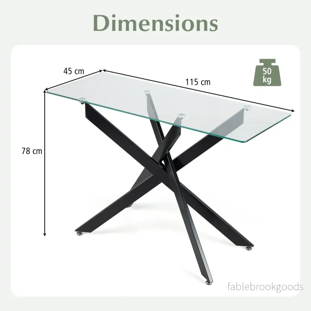 Modern – Glasbord med Klar Härdat och Stabil Metallben Konsolbord – Svart - Bild 2