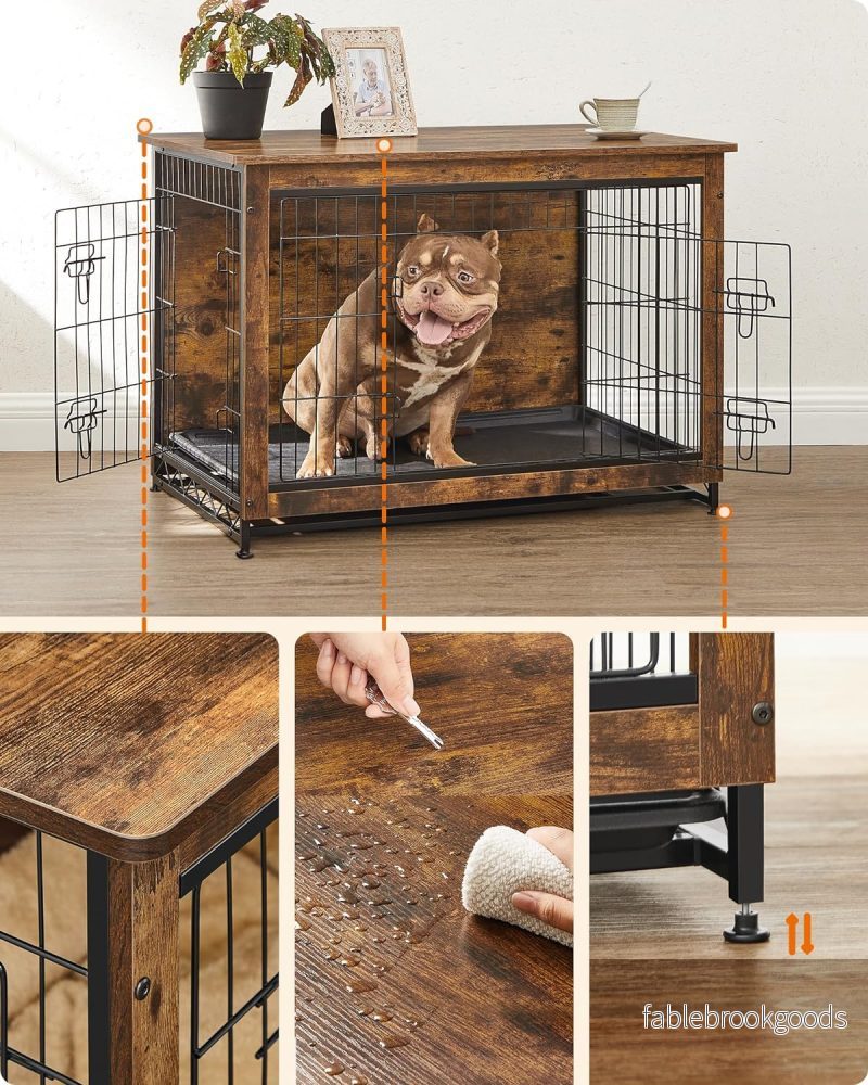 Hundbur – Extra stark – Trä/metallram – Vintagebrun - Bild 2