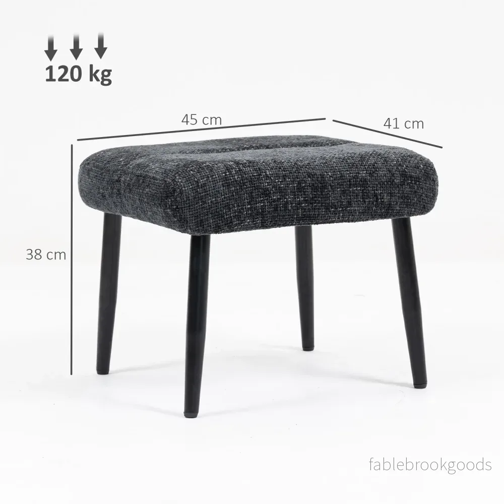 Fotpall med mjuk kudde, chenilletyg, stålben - Bild 3