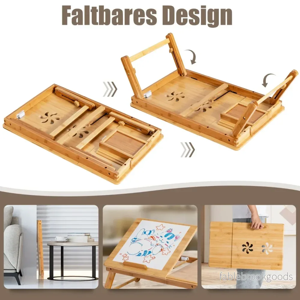 Bambu – laptopbord med höjdjusterbara ben och lutande värmeavledande topp Natural – Natur - Bild 3