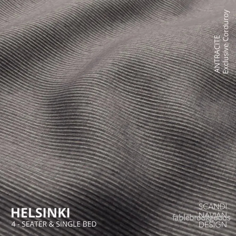 Helsinki 4-seater sofa/single bed, Exclusive Corduroy, Antracite, removable & washable - Bild 3
