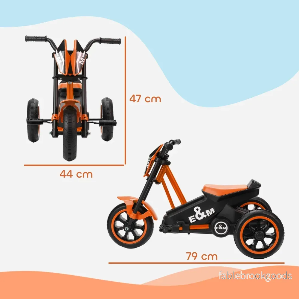 Trehjuling för småbarn med pedaler, stålram, orange, 18-36 månader - Bild 3