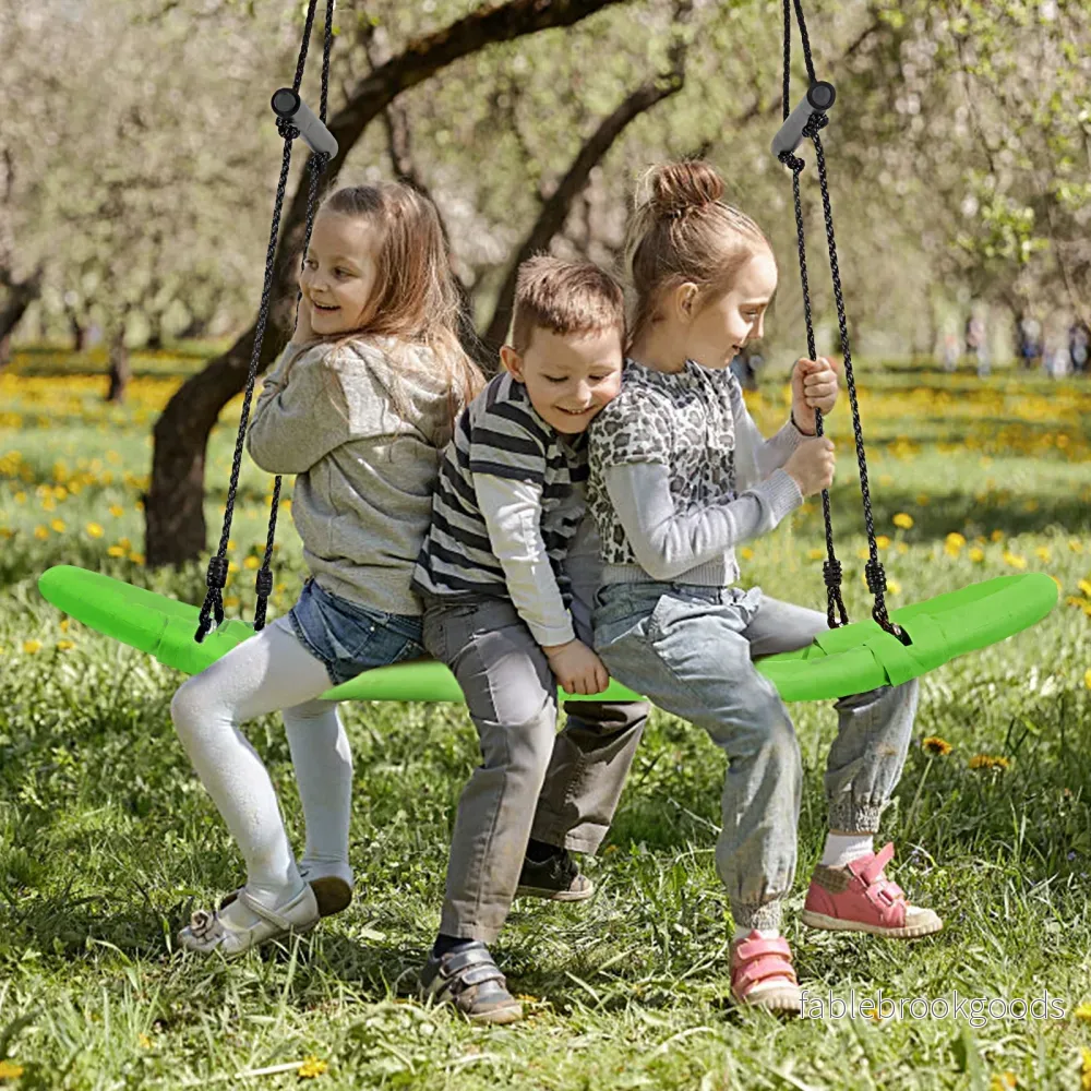 Bogunga – barnträdsgunga med justerbar rephängande – 100-180 cm 123 x 45 cm – Grön