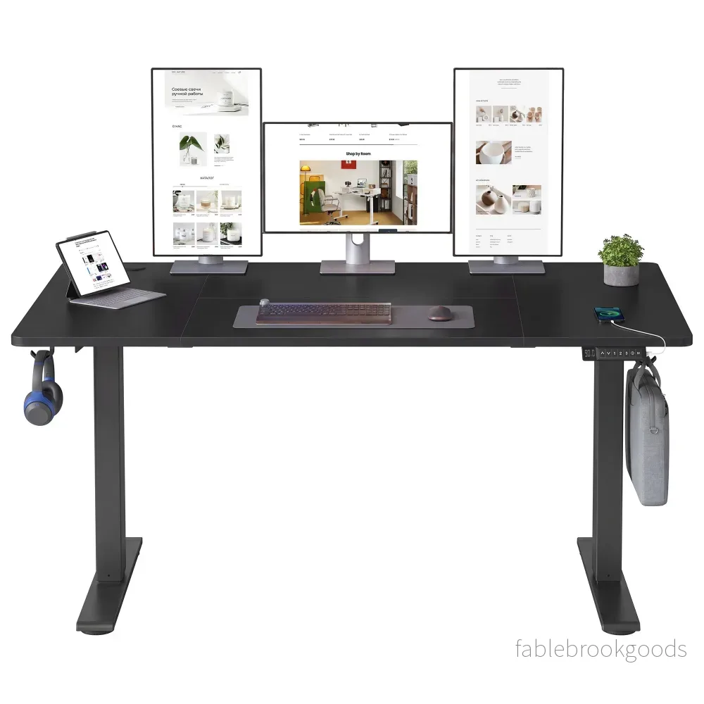 Elektrisch Zit-Sta Bureau - 140 x 80 cm - USB-C-Poort - Geheugenfunctie - Zwart - Bild 2