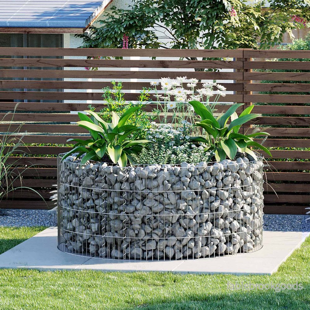 Rund dekorativ gabion – Kreativ trädgårdslösning – Silver - Bild 2
