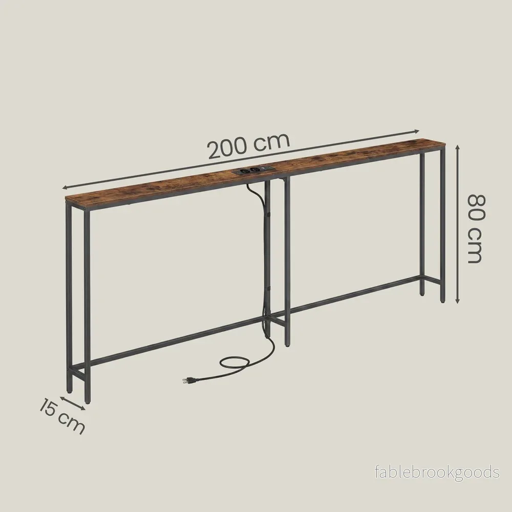Consoletafel - 200 cm Breed - Met Oplaadstation - 2 Bladen - Bruin-Zwart - Bild 3