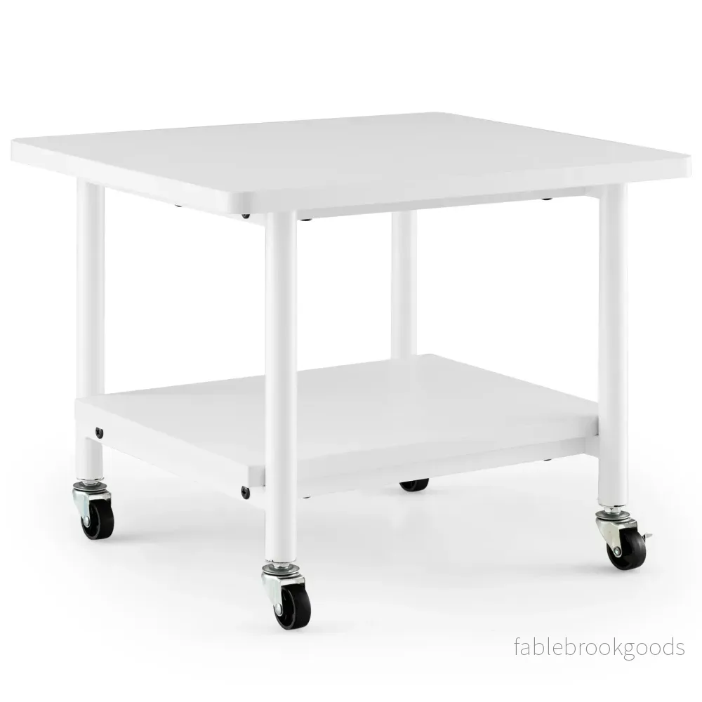 Skrivbord – för skrivare med nivåer och låsbara hjul Skrivarstativ Skrivarvagn Helt – 2 – Vit