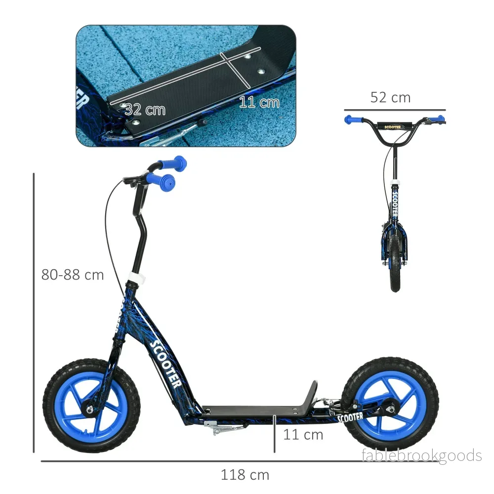Justerbar barnsparkcykel med broms, stativ, stål, blå - Bild 3