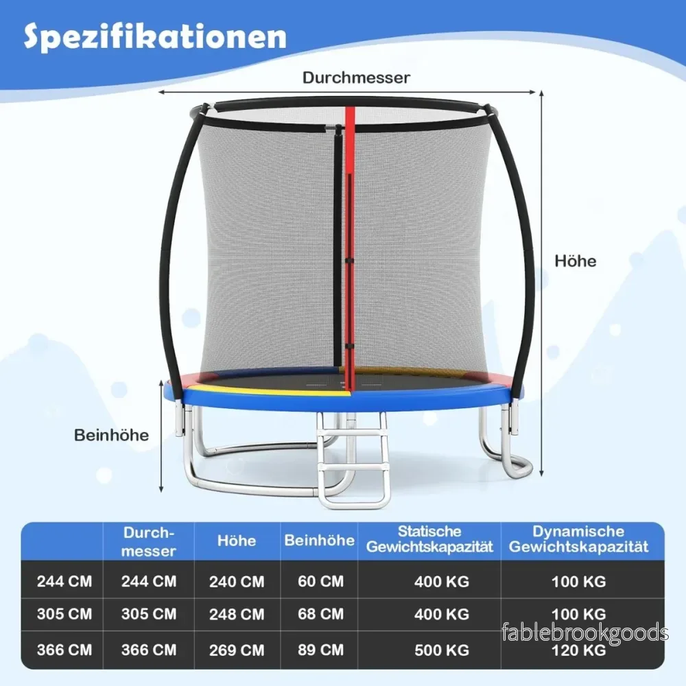 Trampolin – med stege och säkerhetsnät Rundt – Ø 244 cm – Orange - Bild 2