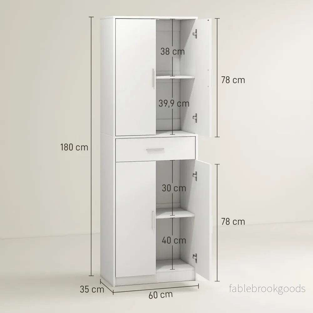 Köksskåp, 3-stegs justerbara hyllplan, spånskiva, MDF, gott om förvaringsutrymme, vit - Bild 3