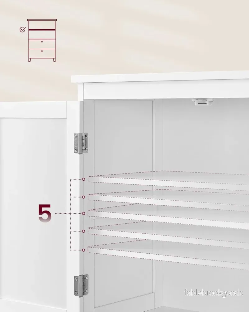 Badrumsskåp – Justerbar hylla – 2 lådor – Vit - Bild 3
