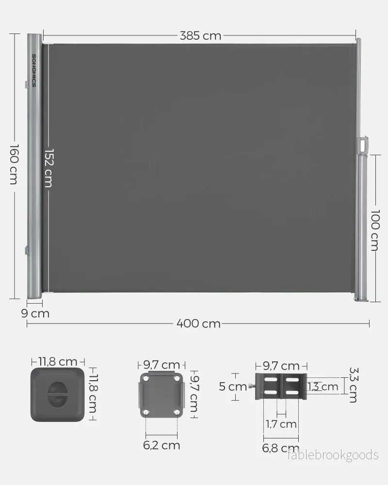 Zijluifel - 160 x 400 cm - Uitschuifbaar - Privacyscherm - Antraciet - Bild 2