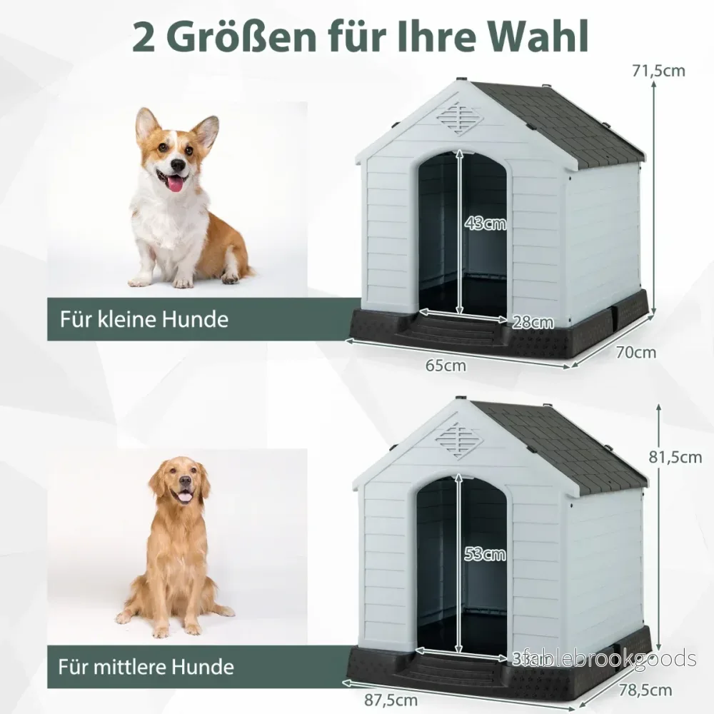 Hundkoja – Hundhus i plast Hundgrotta med upphöjd botten och vattentätt tak – Grå - Bild 3