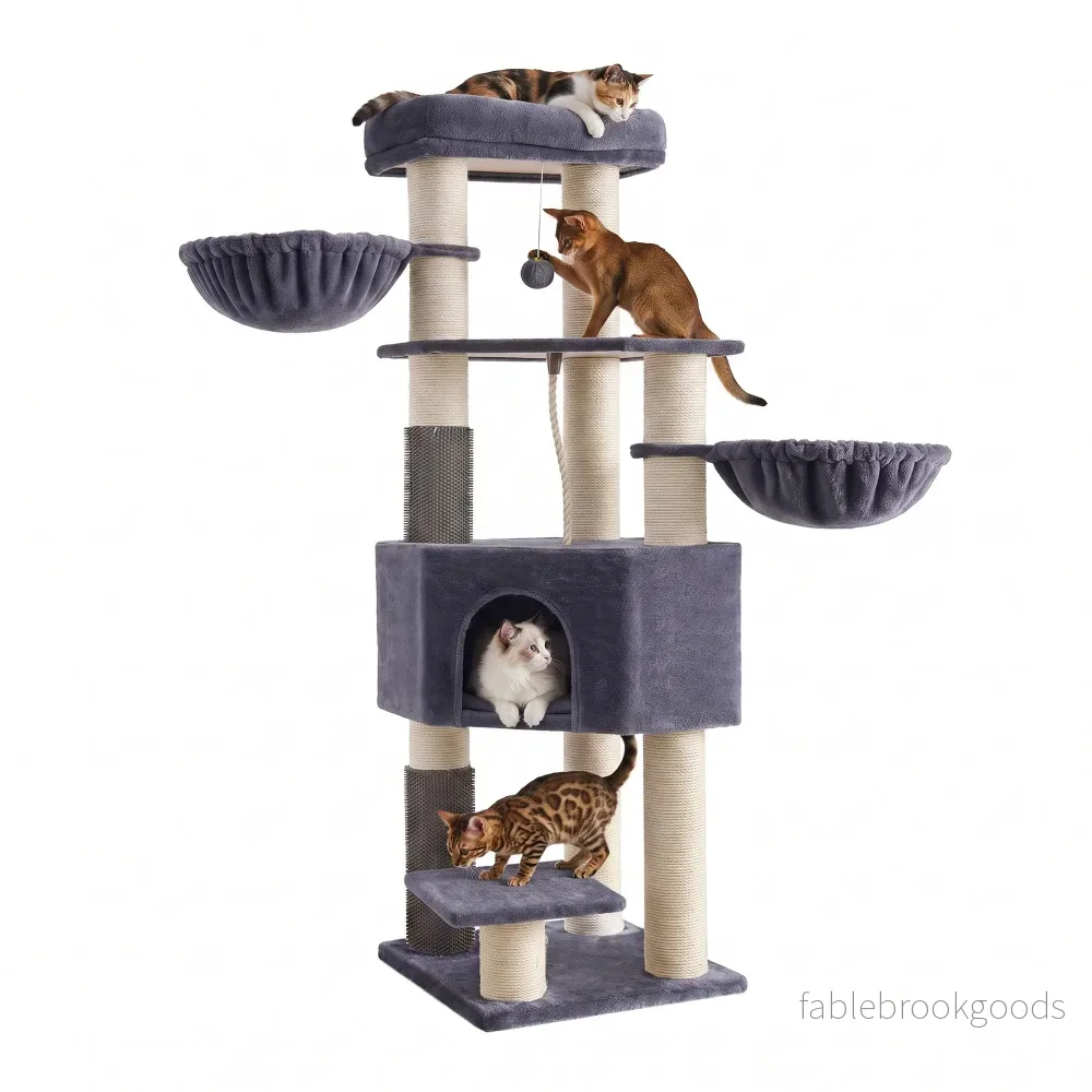 Krabpaal – Met Sisalstammen en Rustplateaus – Voor Grote Katten – Donkergrijs – 50 x 50 x 160 cm Krabpaal – Met Sisalstammen en Rustplateaus – Voor Grote Katten – Donkergrijs – 50 x 50 x 160 cm