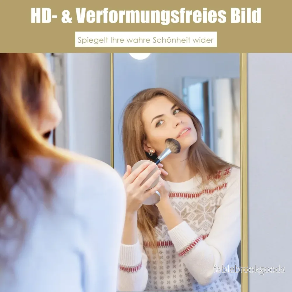 Hellängdsspegel – med höjdjusterbara hängkrokar Väggspegel Gyllene – 37 x 120 cm – Guld - Bild 2