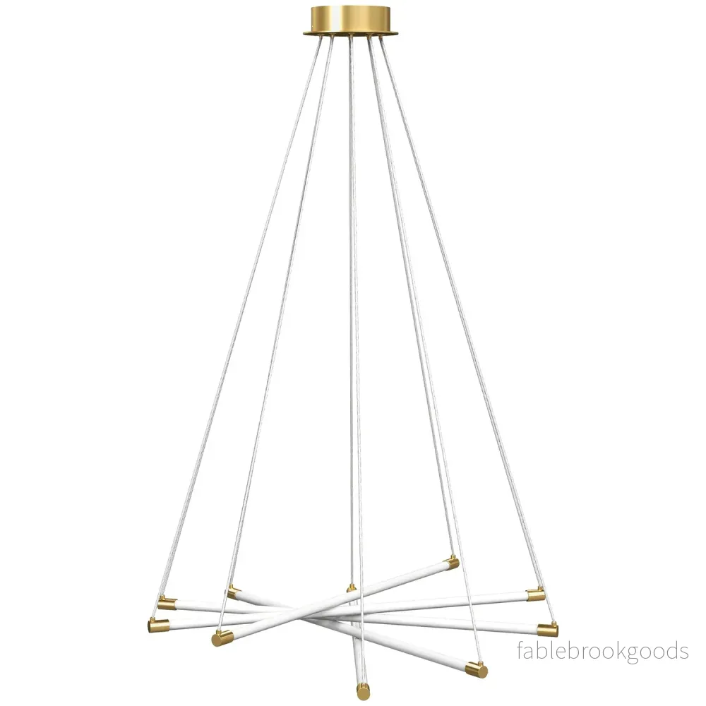 Justerbar LED-taklampa, 50W, 5 rör, guld/vit