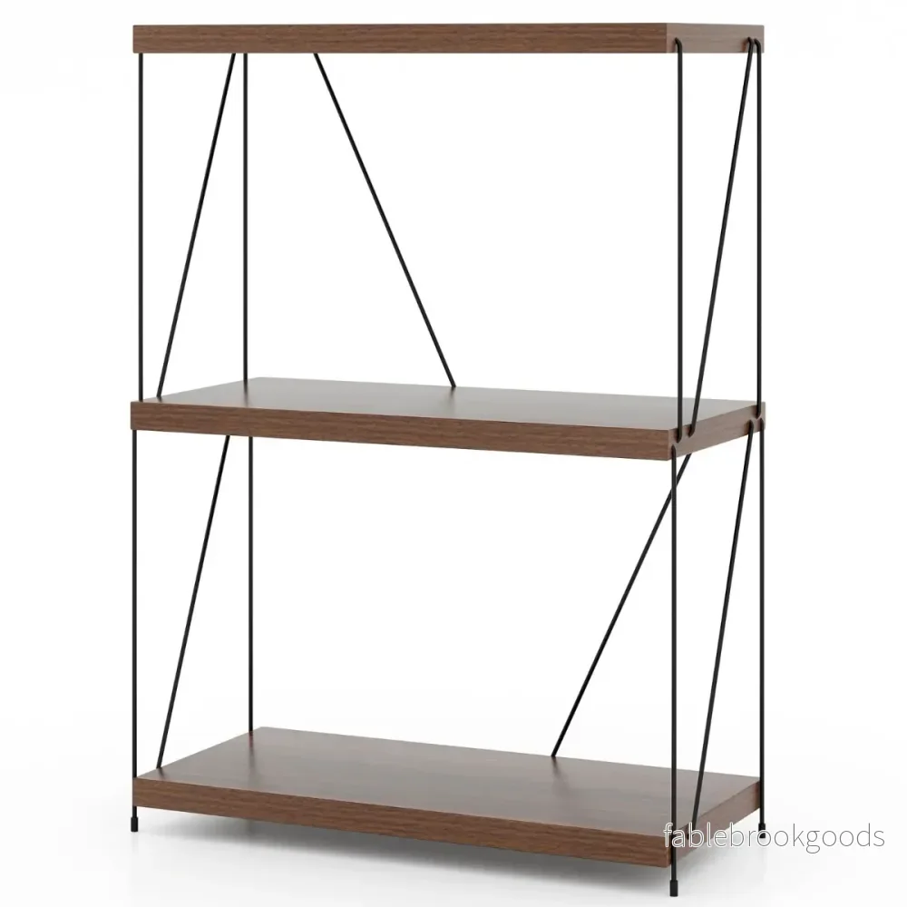 vånings – stående hylla med metallram Industriell Förvaringsställ – 3 60 x 29,5 x 85,5 cm – Brun