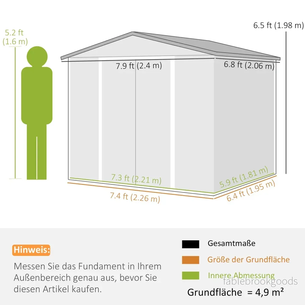 Väderbeständig teakstål Trädgårdsbod, 4,4m², skjutdörr - Bild 3