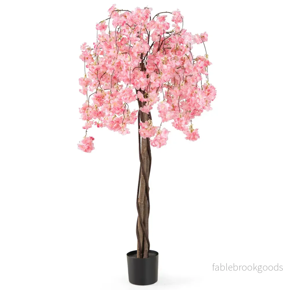Konstgjord – körsbärsblomma i kruka, konstblomma med blommor, – 163 cm – Rosa
