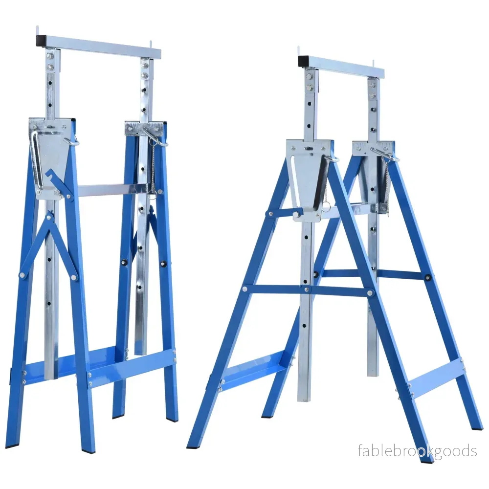 Fällbar stålbock, 200 kg, justerbar höjd, blå