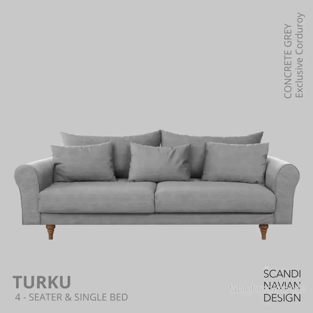 Turku 4-seater sofa/single bed Exclusive Corduroy, Concrete Grey removable & washable covers Turku 4-seater sofa/single bed Exclusive Corduroy, Concrete Grey removable & washable covers