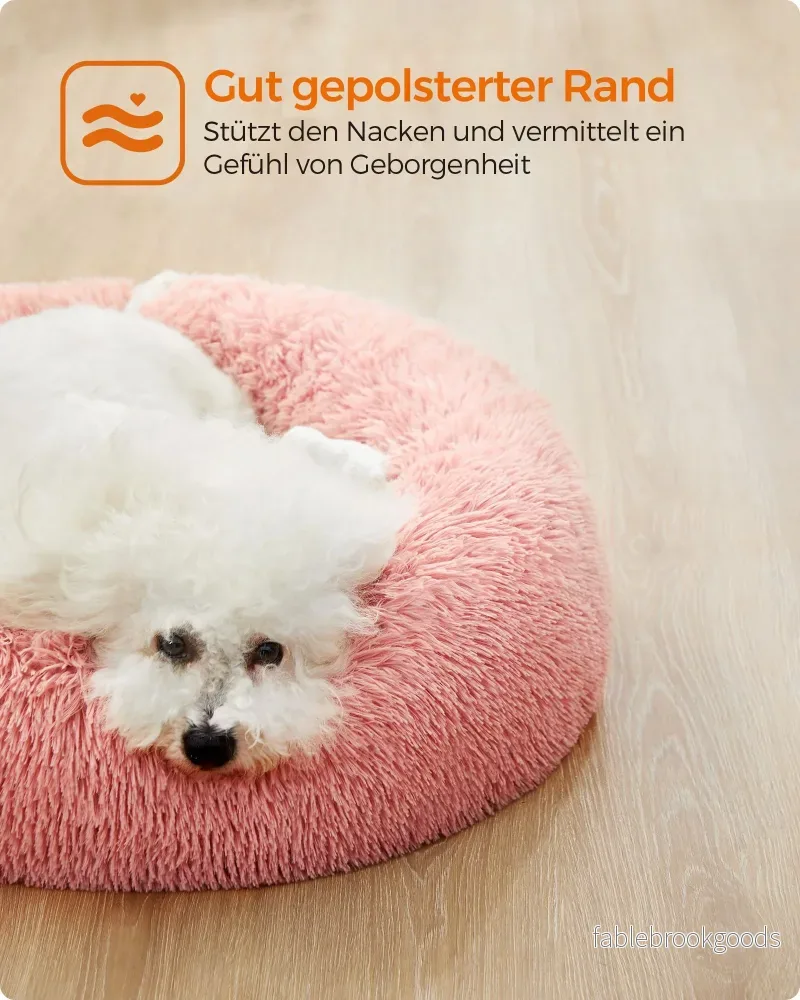 Kattkorg - tvättbar - lång plysch - rosa - Bild 3