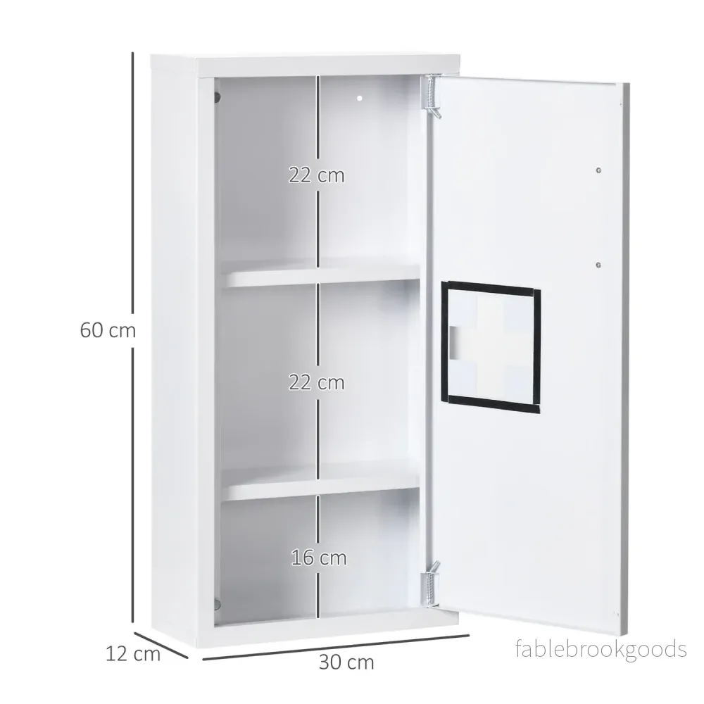 Vit medicinskåp för första hjälpen, magnetisk stängning, 40x15x53,5 cm - Bild 3