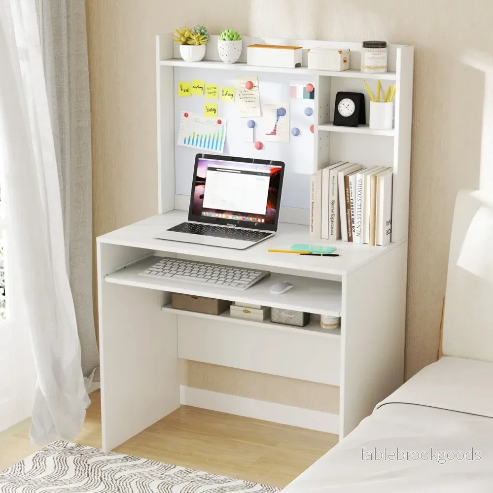 Datorbord – med magnetisk anslagstavla Hemmakontorsbord Modernt PC – Vit - Bild 2