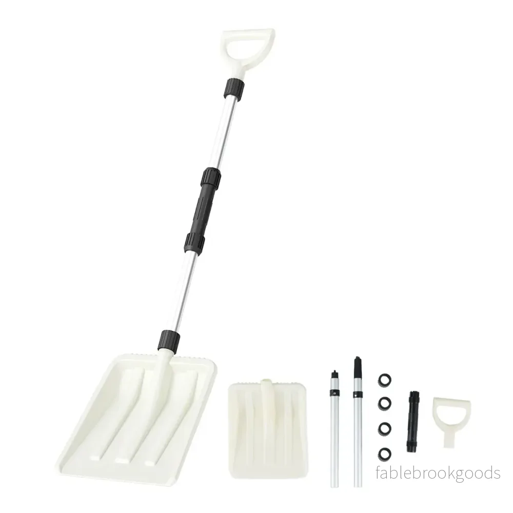 Snöskyffel – bred lätt med ergonomiskt handtag och robust aluminiumskaft – 26 cm – Vit