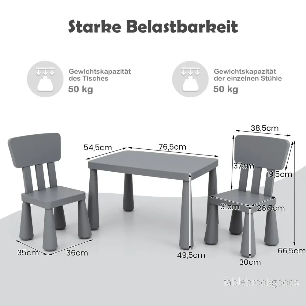 delad – barnstolgrupp barnbord med stolar barnmöbler i plast – 3 2 – Grå - Bild 2