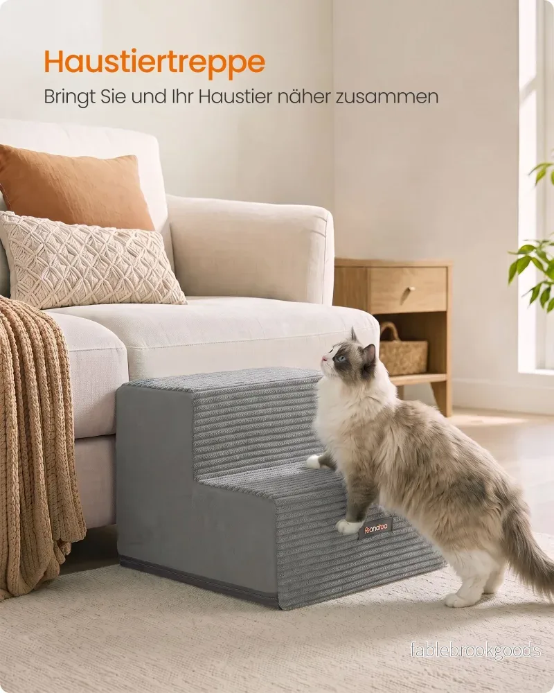 Hondentrap - Met Antislip Treden - Voor Kleine Honden - Rustig grijs - 30 x 38 x 28 cm - Bild 3