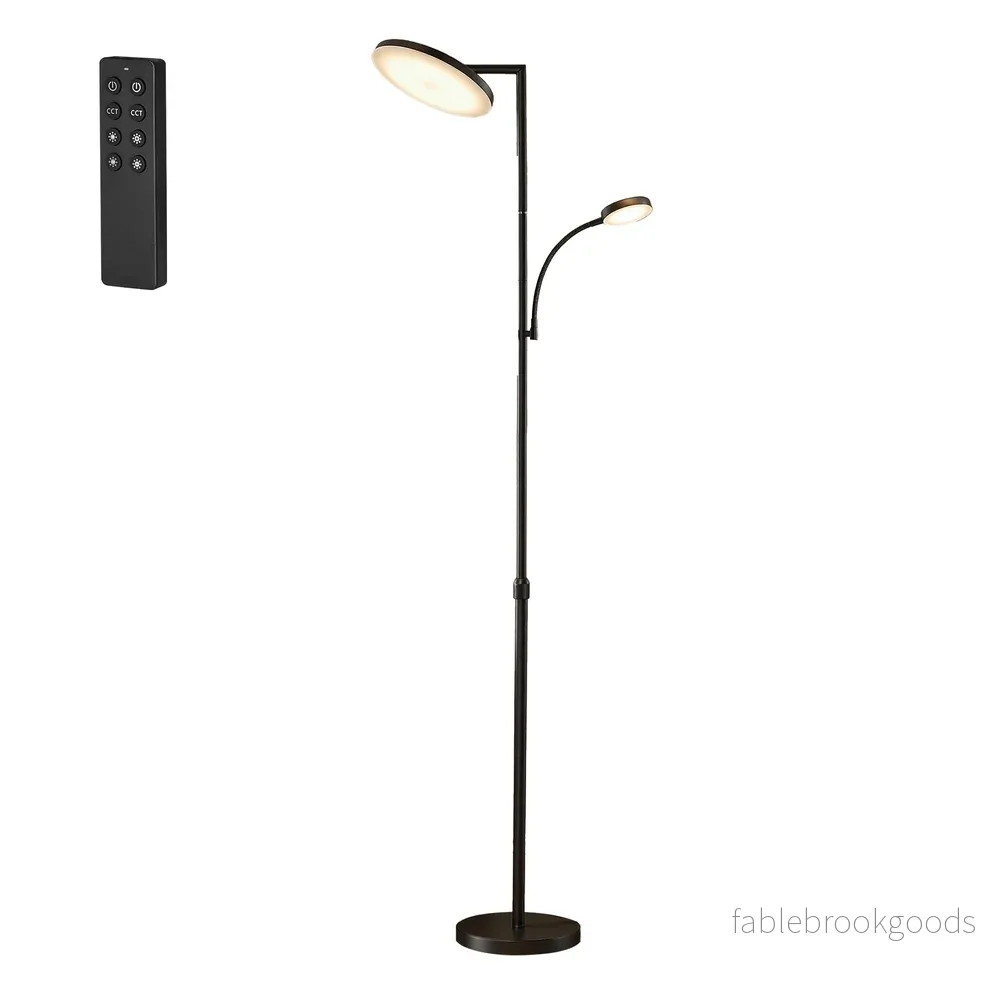 Vloerlamp - 25 x 25 x (148-176) cm - In hoogte verstelbaar - Met leeslampje en timer - Zwart - Maximaal gewicht 5,8 kg - Bild 2