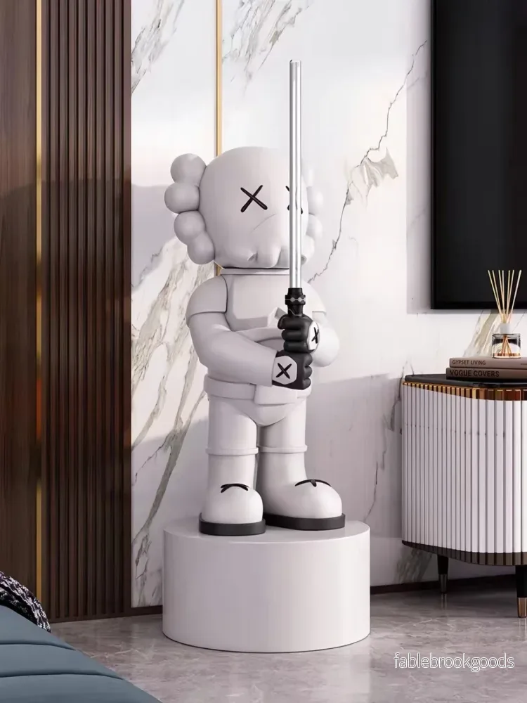 Modern Decorative Sculpture in White – Samurai Figure with Sword
