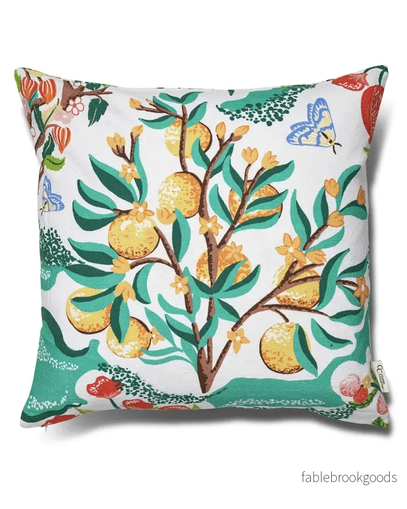 Kuddfodral Botanical Orange Vit