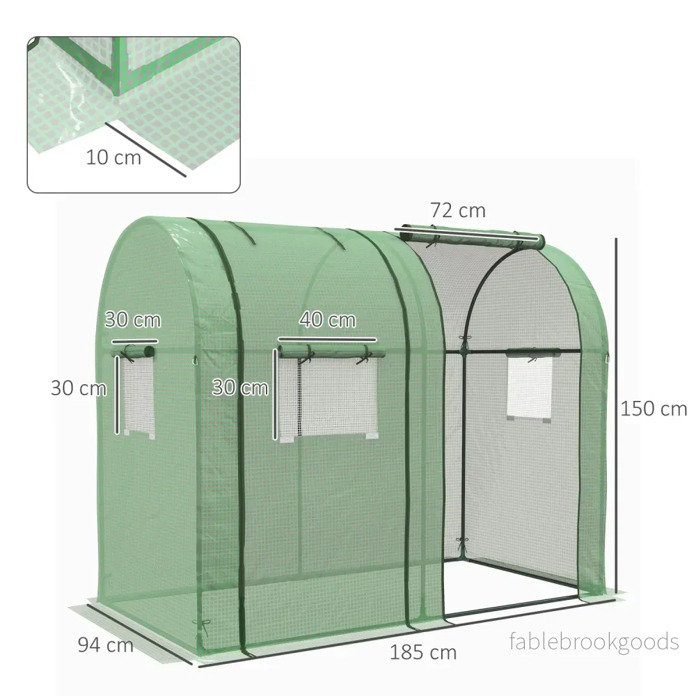 Växthus med UV-skydd, 2 dörrar, sidofönster, PE-material - Bild 3