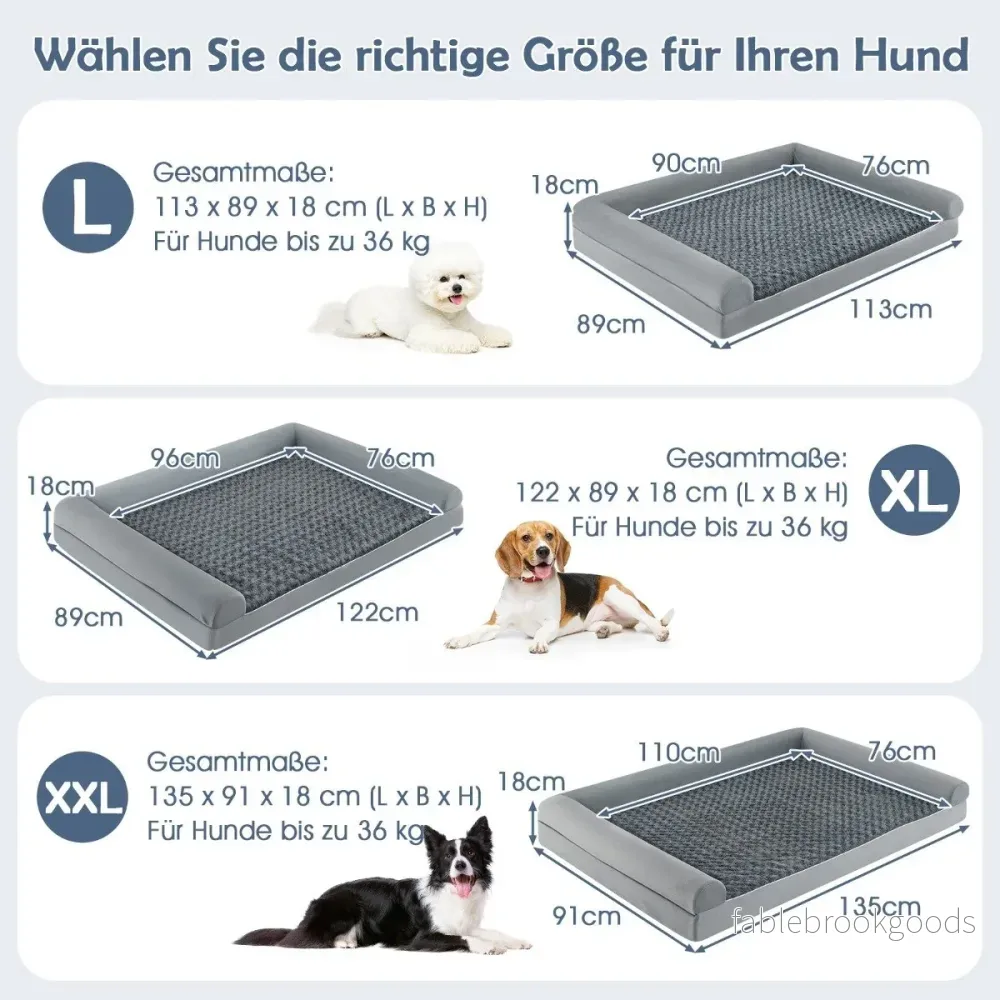 Ortopedisk – hundsäng stor hundsoffa med hundkudde för och hundar XL – Grå - Bild 2