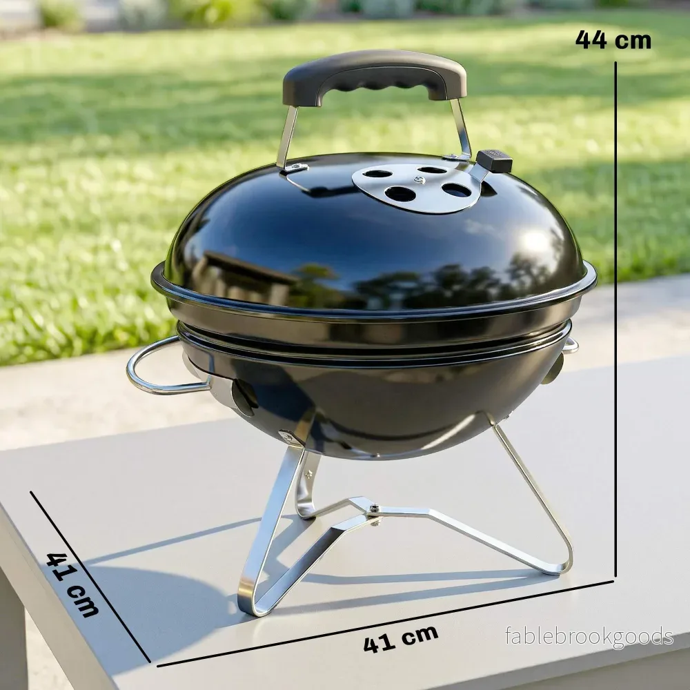 Bärbar kolgrill med lock och ventil, 41 cm - Bild 3